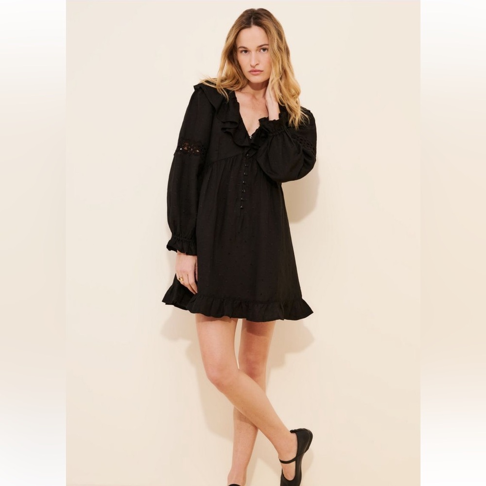Dizzy Lizzy - Long Sleeve Linen Ruffle Dress